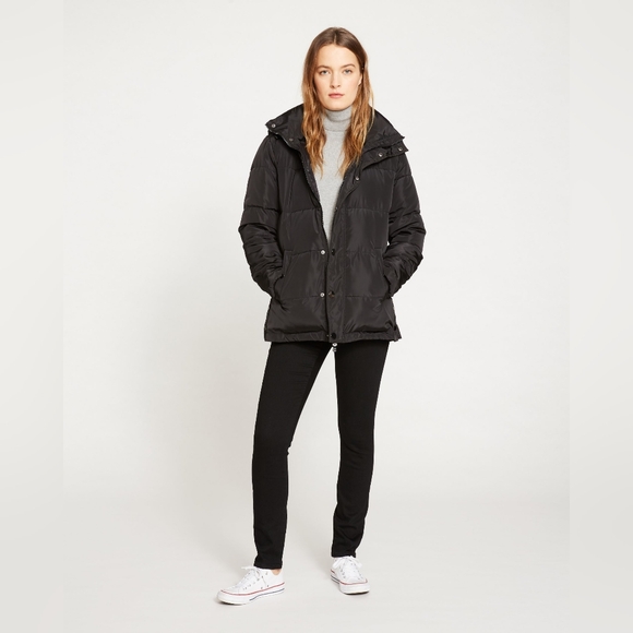 Universal Standard Rainier Zip Up Black Puffer Coat Size 14/16 (S)